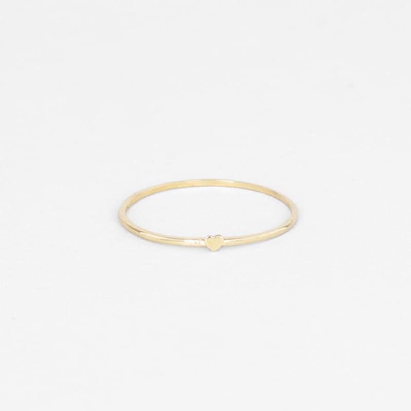 JUDY ȘI PAUL [AUR 14K] Inel Minunat cu Punct Mic În Formă de Inimă, Aur Galben