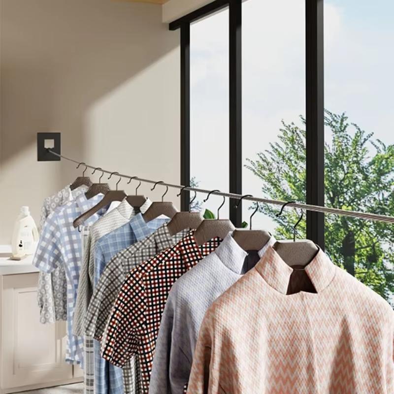 Invisible Clothesline Shrink Drying Clothes Artifact Indoor Non Perforated Bathroom Retractable Balcony Steel Wire Rope Rack