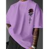 Summer Street Style Rose Print Short Sleeve T-Shirt Round Neck European And American Style Men's Women's T-shirt Tops