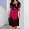 Elegante Abito Midi da Donna a Maniche Corte Moda Stampa 3D Taglie Forti Abbigliamento da Spiaggia