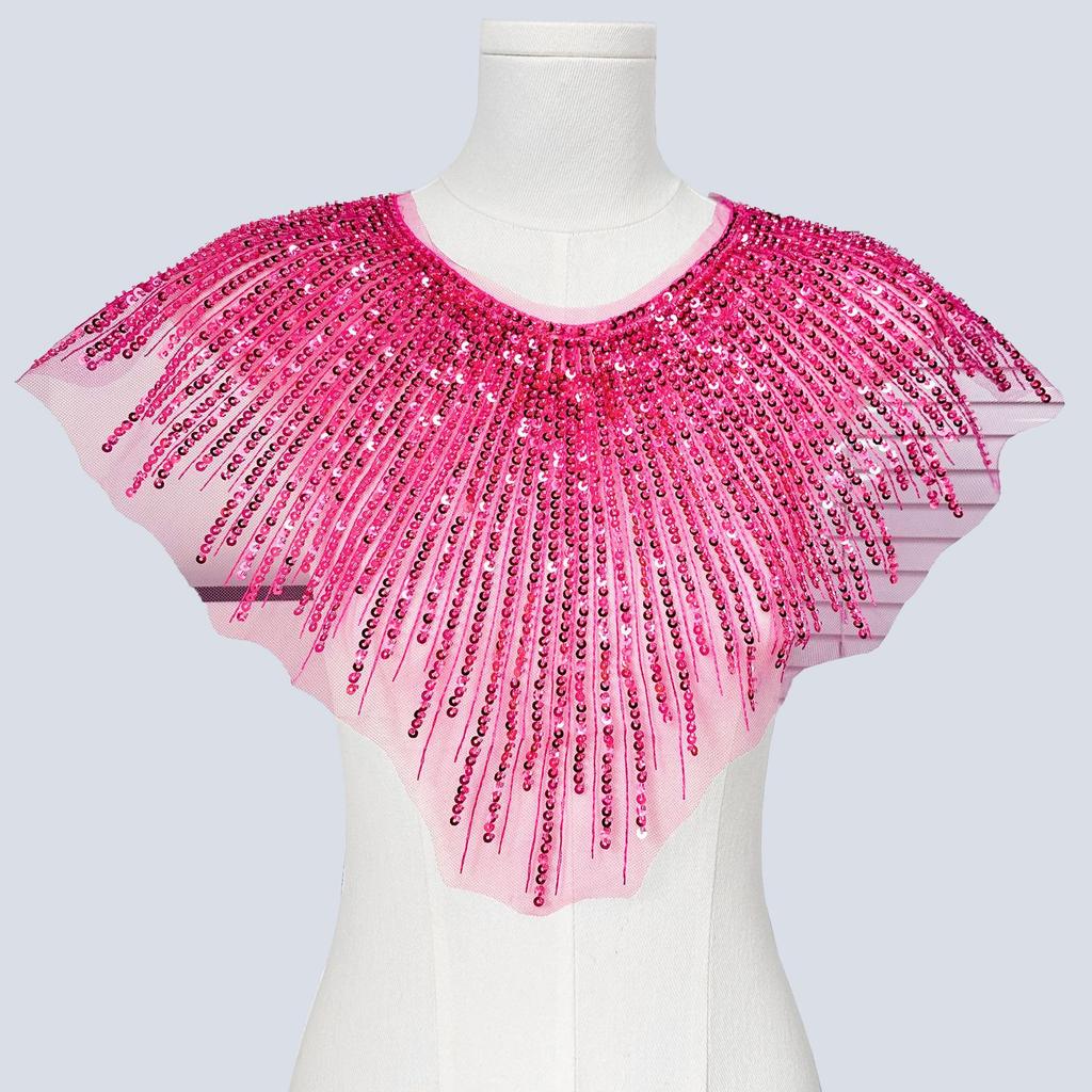European And American Heavy Industry Mesh Sequined Collar Fake Collar Cloth Sticker Dress Performance Clothes Front Collar Clothing Shawl Cape