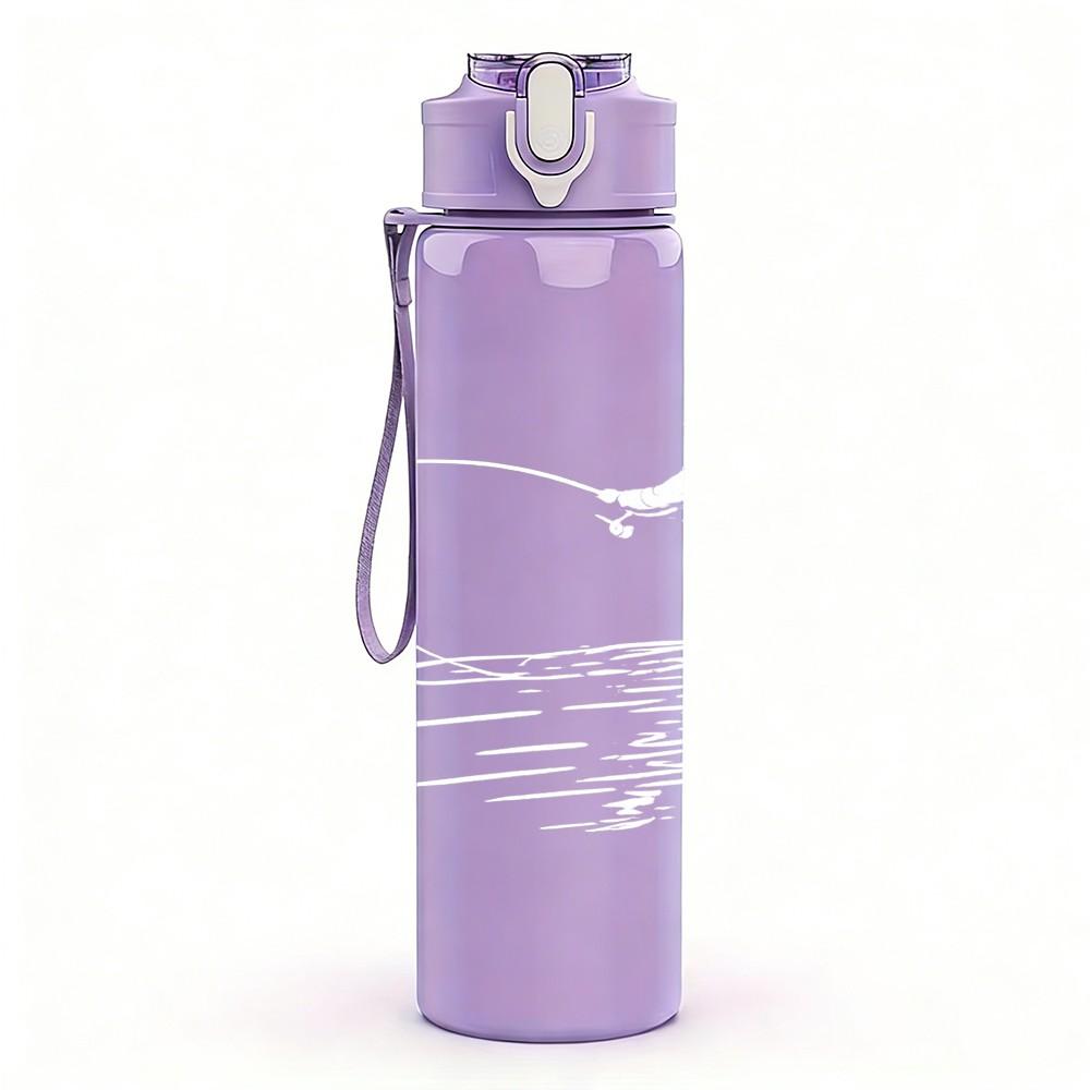 1PC Simple Thin Line Signature Sketch Print 750ml Color Plastic Sports Water Bottle Leakproof Flip Straw Lid Suitable for Sports Office Home Use
