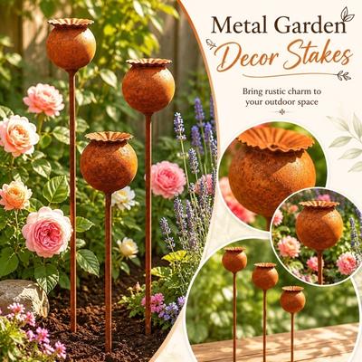 Metall-Gartenstecker Dekorative Pflanzenhalter Outdoor-Hof-Rasenverzierung 3D-Design für Haus, Terrasse, Balkon, Gartendekoration