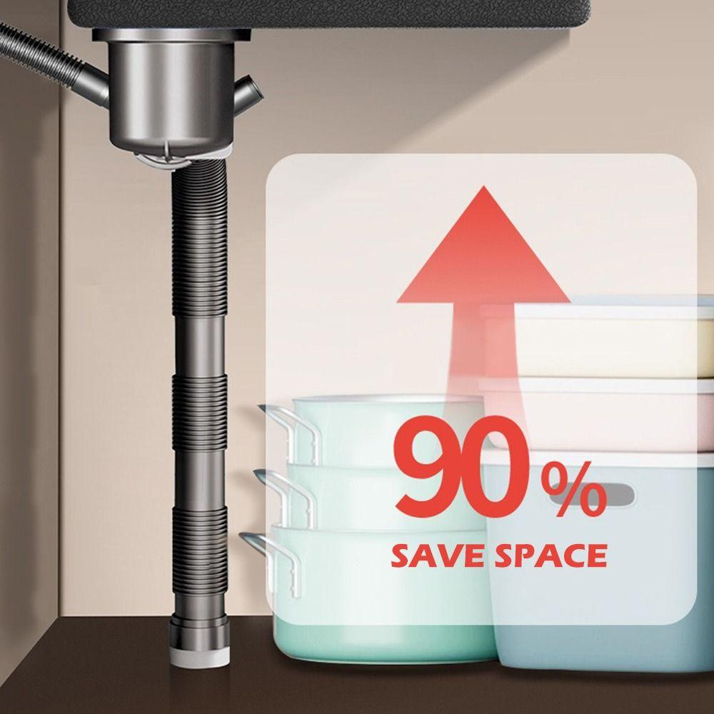 Anti Odor Sink Drainage Pipe Anti Clogging Easy Installation Drain Pipe Set Flexible Design Extension Set Retractable Downspout