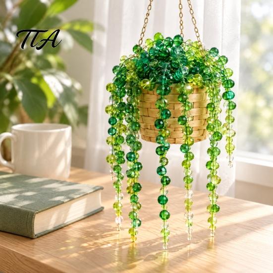 DIY Potted Plant Making Set Beaded Kit, Green Bead Craft Art Hanging And Gift for Adults Crafting Kit Adults, Handmade Gift, Home Desktop Decor