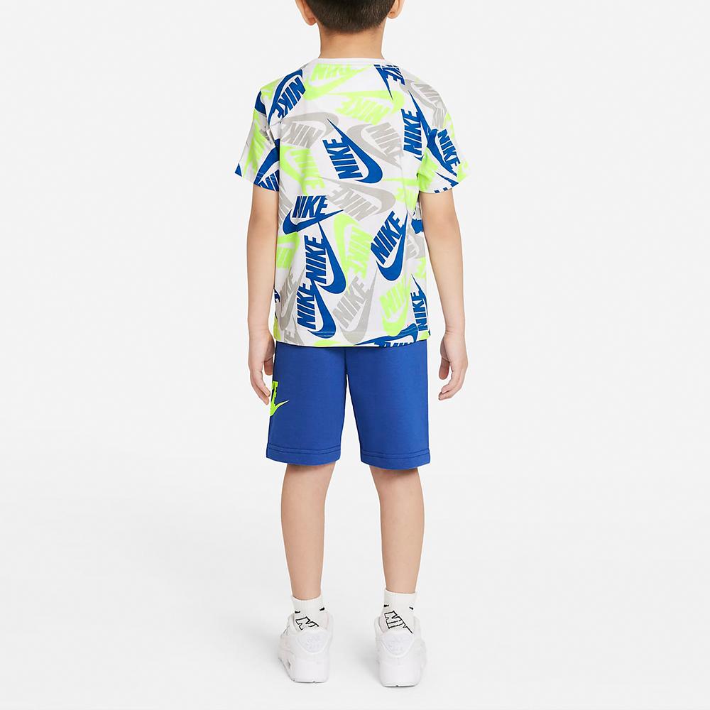 Nike Color Block Logo Sports Short Sleeve And Shorts Casual Sports Set Kids sets Game-Royal DM3773-480