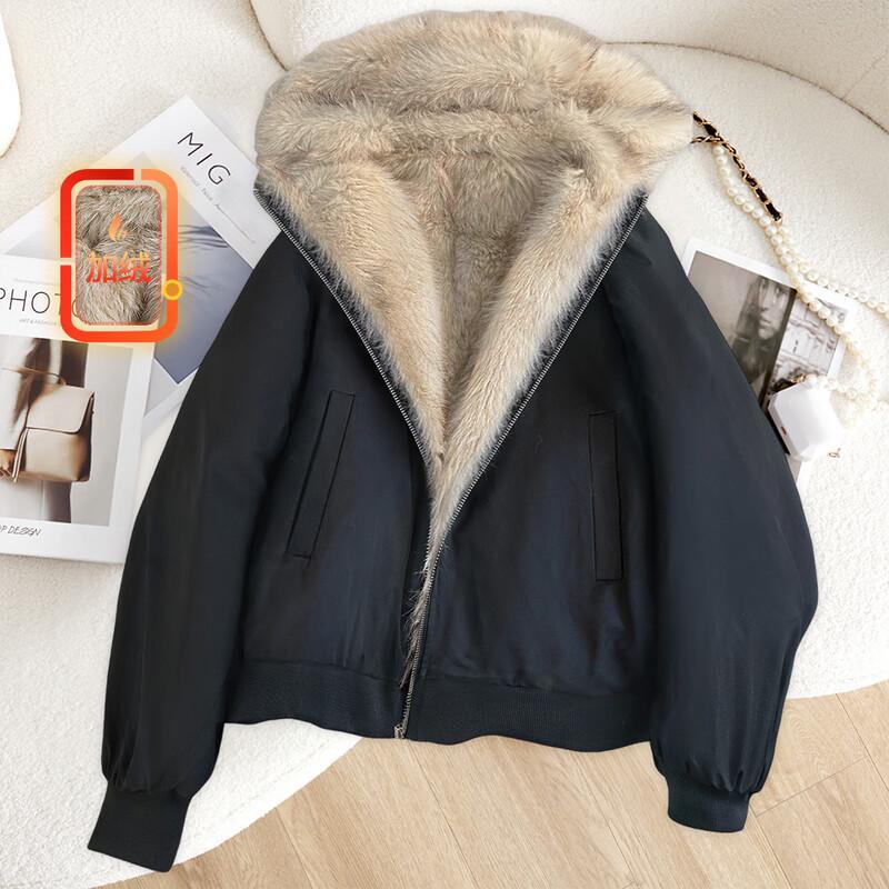 

Women s Retro Loose Fit Hooded Mid-Length Winter Coat L