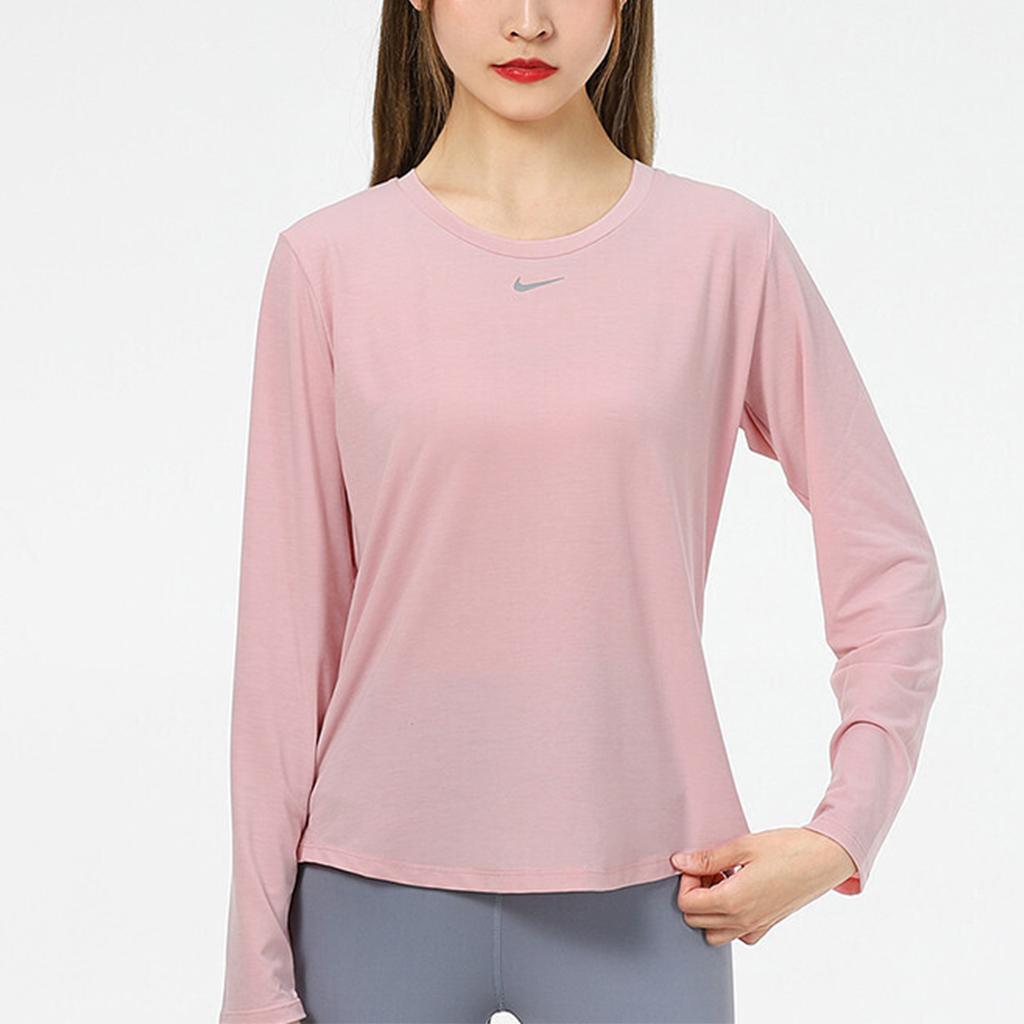 Nike Solid Color Breathable Long Sleeve Training T-Shirt Women tops Pink DD0621-630