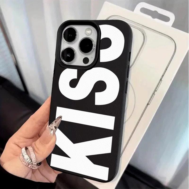 English Letters Kiss Phone Case For Samsung S25 S24 S23 Ultra FE A56 A55 A53 A54 A34 A16 A35 A36 A26 A05S A06 A07 A15 A17 Cover