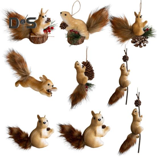 Simulated Squirrel Figurine Cute Miniature Squirrel Statue Christmas Foam Squirrel Decoration Desktop Ornament for Holiday Home Decor