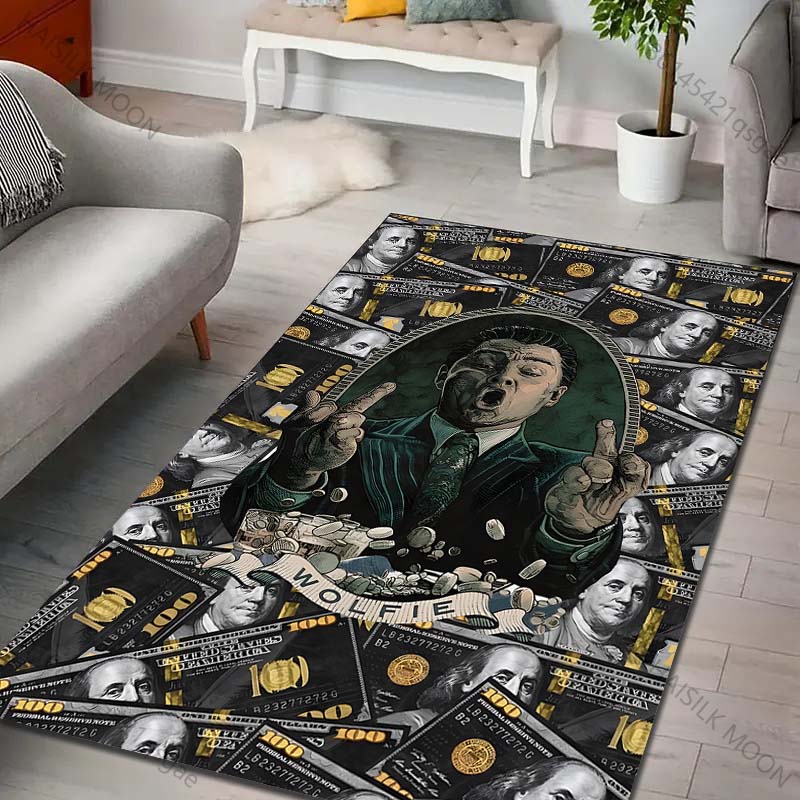 Personalized Dollars Print Carpet for Living Room Bedroom Sofa Home Decor Non-slip Floor Mat Modern Rugs Large Size