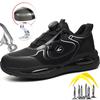 Waterproof Upper Men Safety Shoes Rotated Button Steel Toe Sneakers Anti-stab Anti-smash Work Shoes Man Work Safety Boots Light