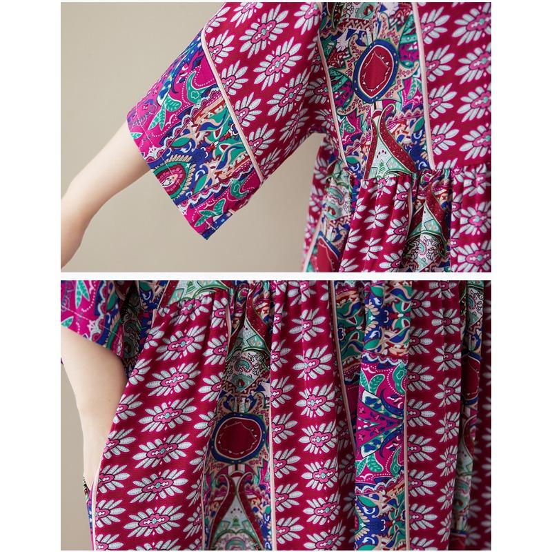 DIMANAF Übergröße Neu 2025 Damen Sommerkleid Basic Leinen Strand Casual Lang Mode Locker Vintage Kleid