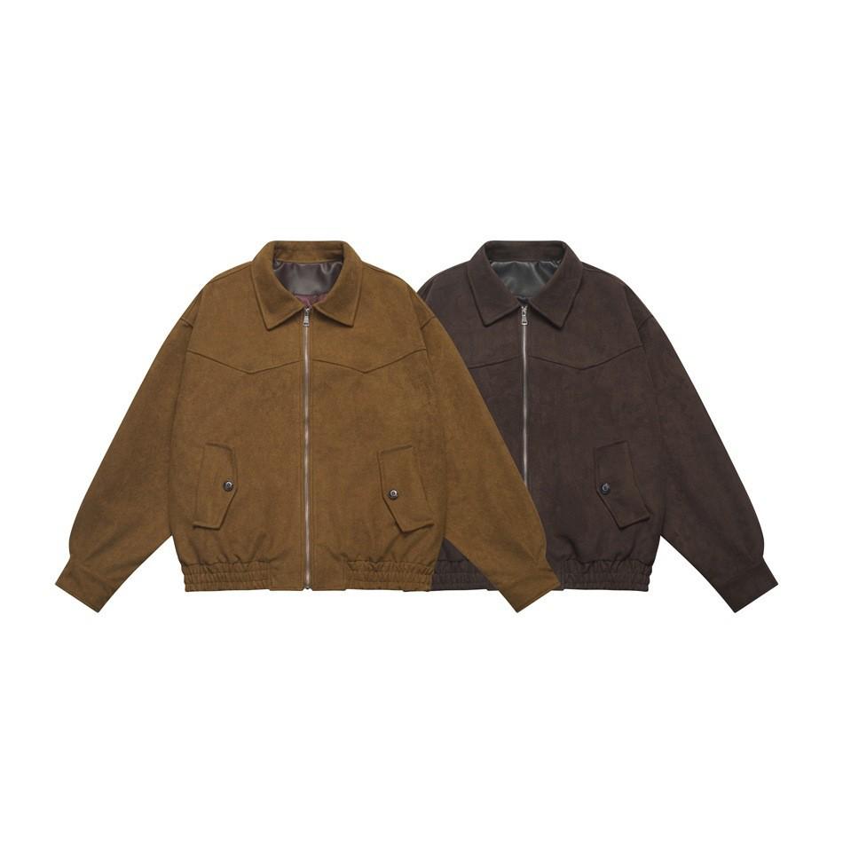 FEE THE END Men's Retro Suede Workwear Jacket - Loose Lapel Silhouette