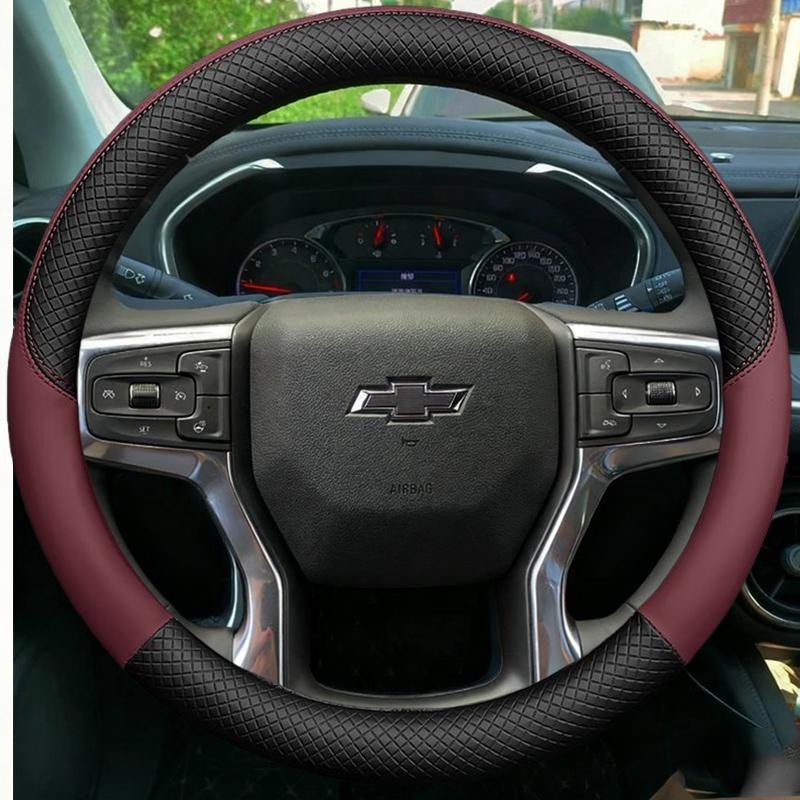 Microfiber Leather Car Steering Wheel Cover For Chevrolet Blazer 19-22 Silverado 19-21 3500HD 20-21 Suburban Tahoe 21