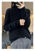 Women's Pure Wool High Neck Loose Pullover Sweater - Solid Color, Slimming, Long Sleeve - Autumn/Winter Collection