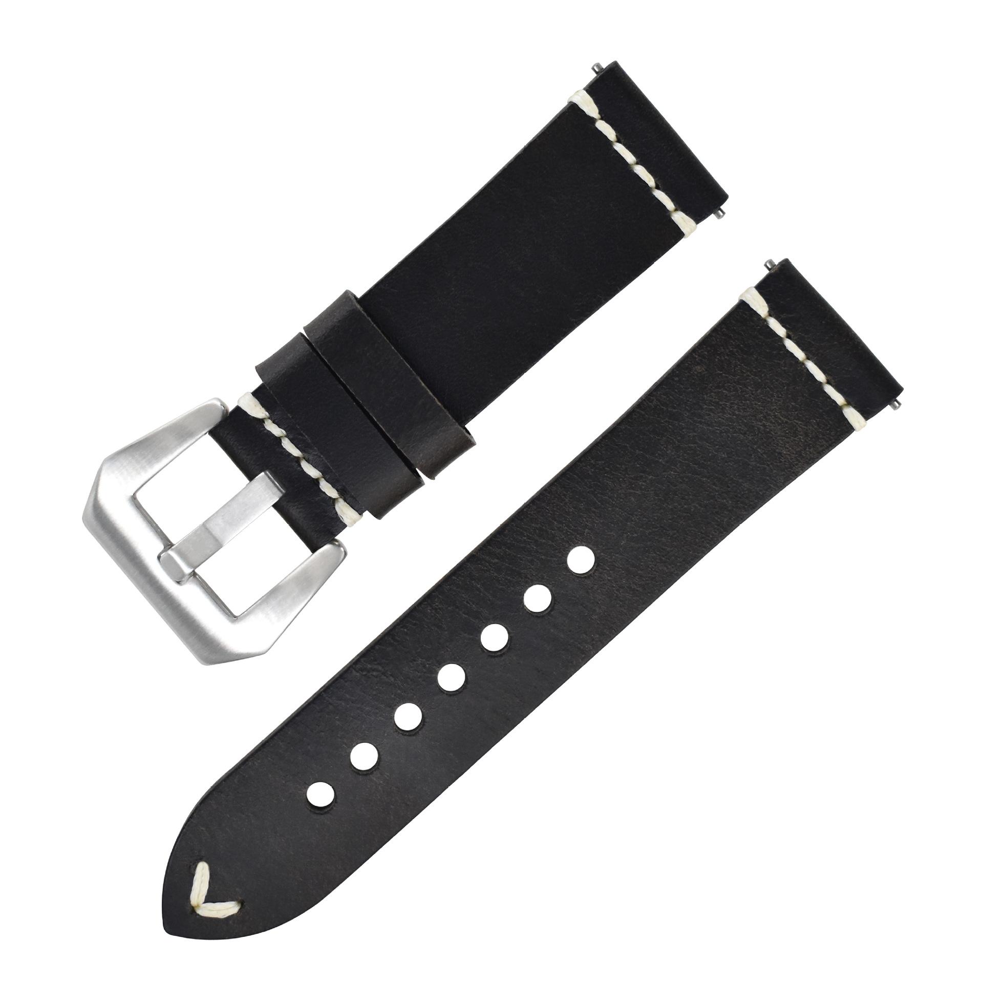 

Burst Pattern Retro Color-Changing Leather Strap Buckle, Suitable For Green Water Ghost Xicheng, First Layer Oil Wax Leather Strap 18mm