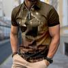 Men's Shirt Polo Casual Zip Short Sleeve Fashion Casual Zipper Summer Spring Regular Fit Urban Printing 3D Print Shirt