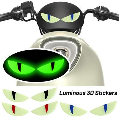 Motorcycle Little Devil Eye Sticker Front Sticker Windshield Sticker Car Modification Luminous Devil Eye Sticker 3D Decoration