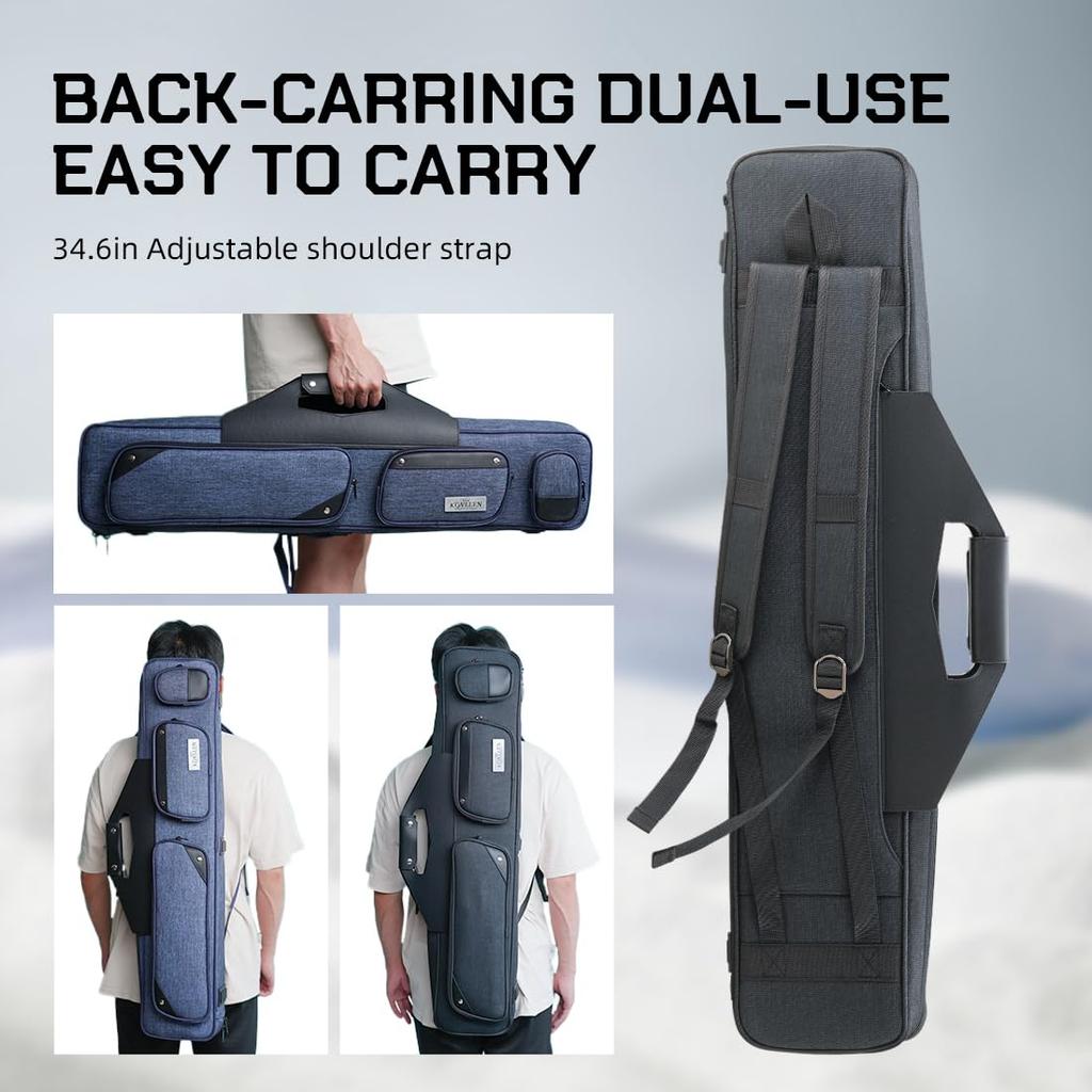 KONLLEN Pool Cue 3x4 Inch Oxford Pool Stick Holds 3 Butts and 4 Billiards Large Capacity Carrying Case with Pool Cue Upgraded Case One Size Case,