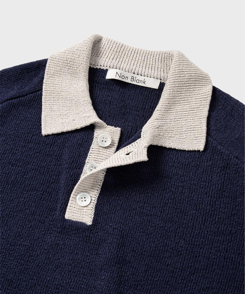 NONBLANK Raglan Half Sleeve Collar Knit_Navy