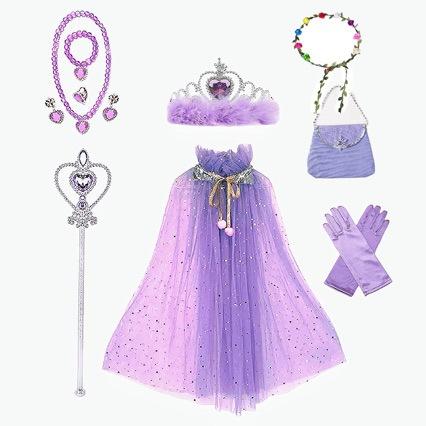 Elsa Princess Crown & Magic Wand Set, Frozen Inspired Girls Tiara Hair Accessories for Kids Dress Up фиолетовый