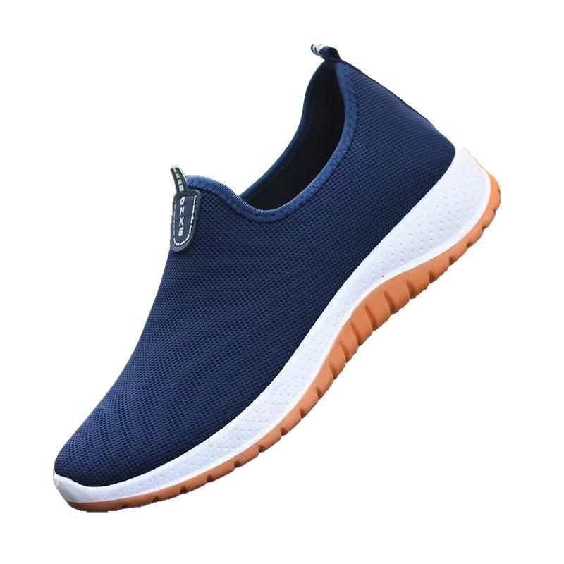 Old Beijing Cloth Shoes for Men, Breathable Canvas & Mesh Walking Shoes for Elderly Dad, Casual Comfort Shoes Wholesale