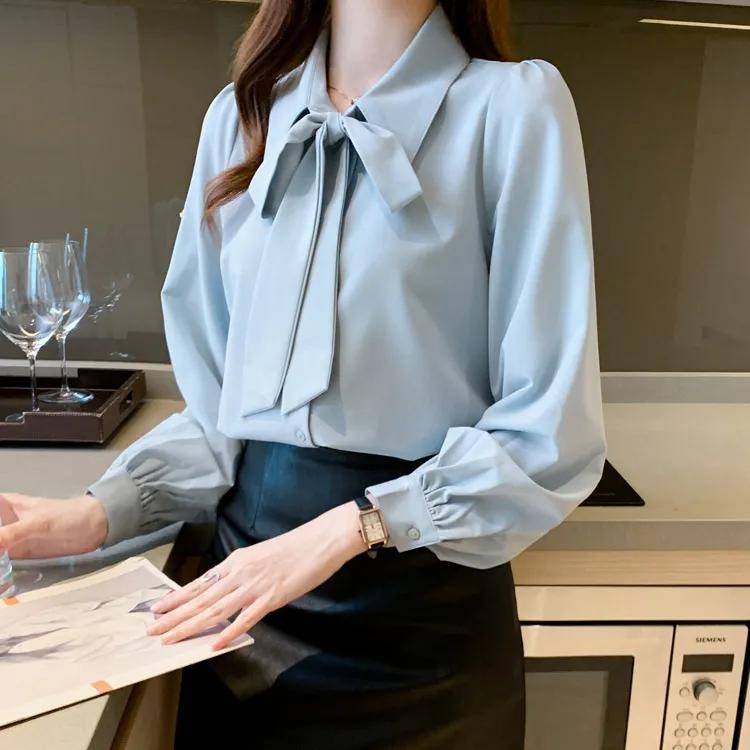 Arrival Shirt Womens Blouse Vintage Work Casual Tops Chiffon Blouse Bow Elegant Loose Women Business Shirts