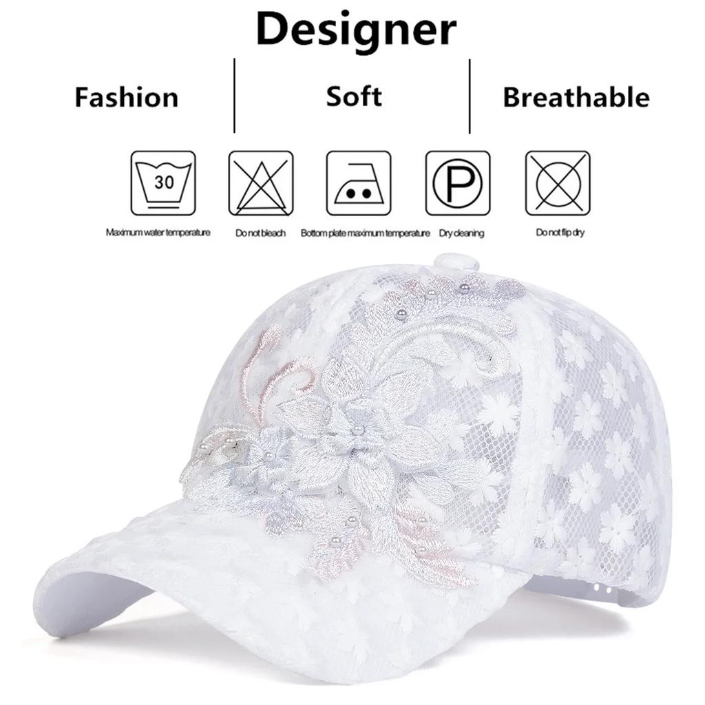 Unisex Lace Flower Embroidery Breathable Baseball Net Caps Spring And Summer Outdoor Adjustable Casual Hats Sunscreen Hat