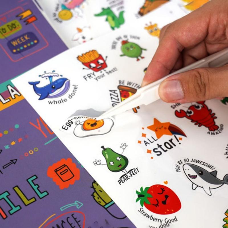 80Pcs Cute Animal Fruit Stickers Fun Encouragement Reward Stickers Teachers, Children Party Favors Scrapbook Decoration Waterproof Vinyl
