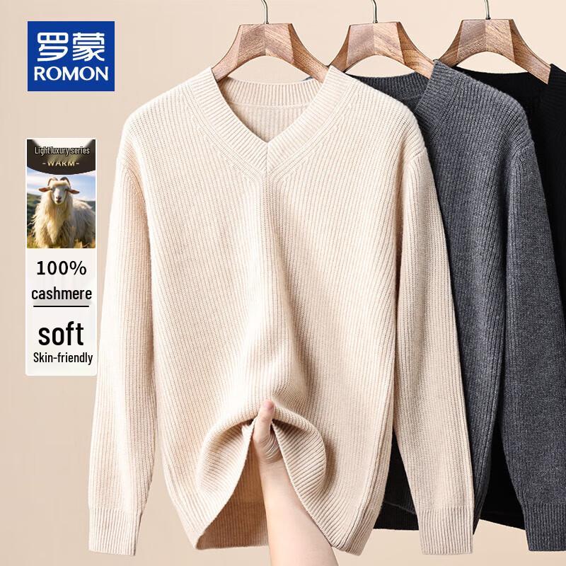 

ROMON Men s 100% Cashmere V-Neck Sweater 3XL