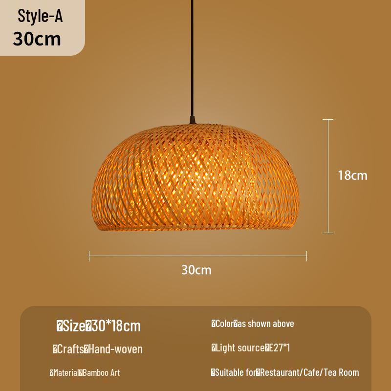 Bamboo Woven Lantern Light for Chinese Restaurant or Teahouse - Rattan Straw Hat Pendant Light