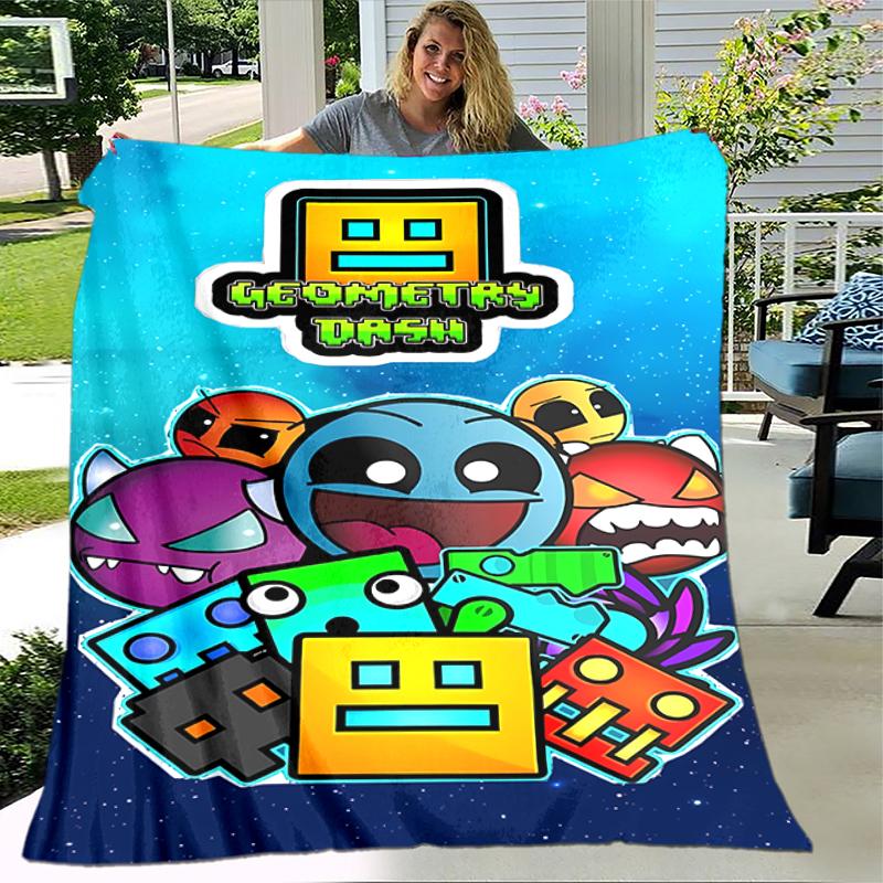 1pc Blanket Geometry Dash5 Print Design, Lightweight Blanket for Sofa, Bed- Soft &Warm, Gift for All Seasons like Christmas, Halloween