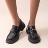 New Thick Sole Shoes Women's Autumn Retro British Style Small Leather Shoes Thick Heel Soft Sole Single Shoes Zapatos Mujer