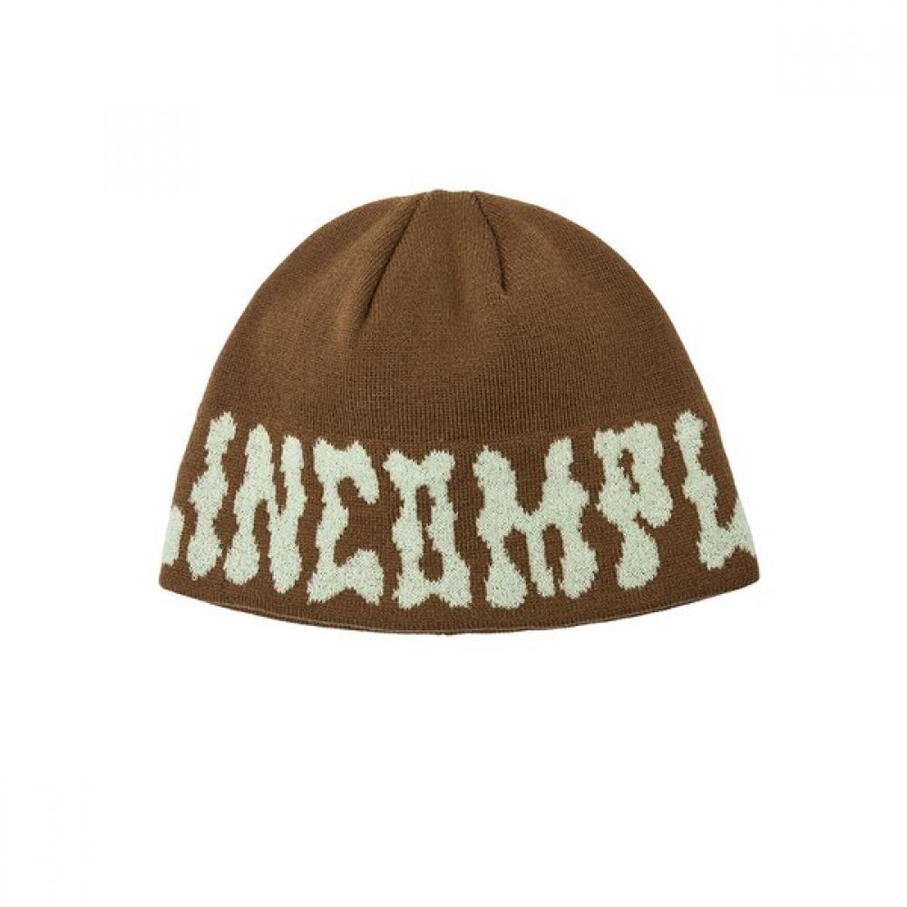 Allincomplete Pom Pom Logo Jacquard Beanie 4 Colors Brown (PomPom Beanie)