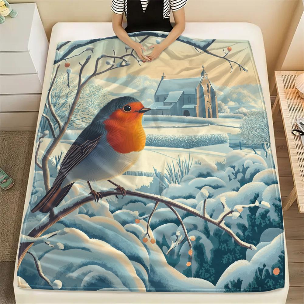 Branch Birds  Print Flannel Blanket, High Quality Comfortable for All Seasons, Home Decor, Warmth and Comfort