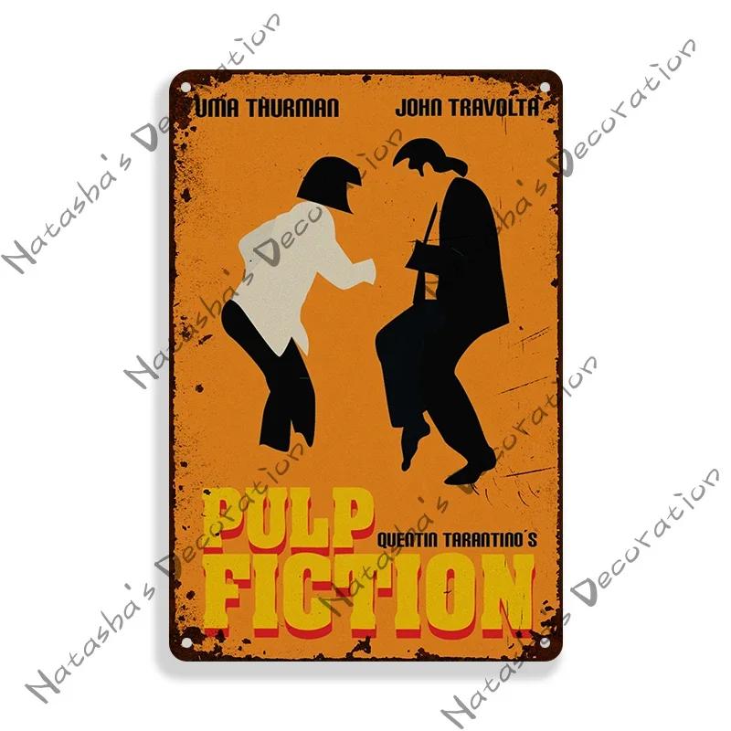Pulp Fiction Rusty Movie Poster Metal Tin Sign Old Metal Signs Vintage Poster Man Cave Garage Metal Plaque Industrial Decor