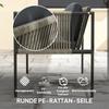4-Piece Garden Furniture Set, 1 Sofa, 2 Armchairs, 1 Table with Glass Top, Cushions, Steel Frame, Plastic Rattan, Gray
