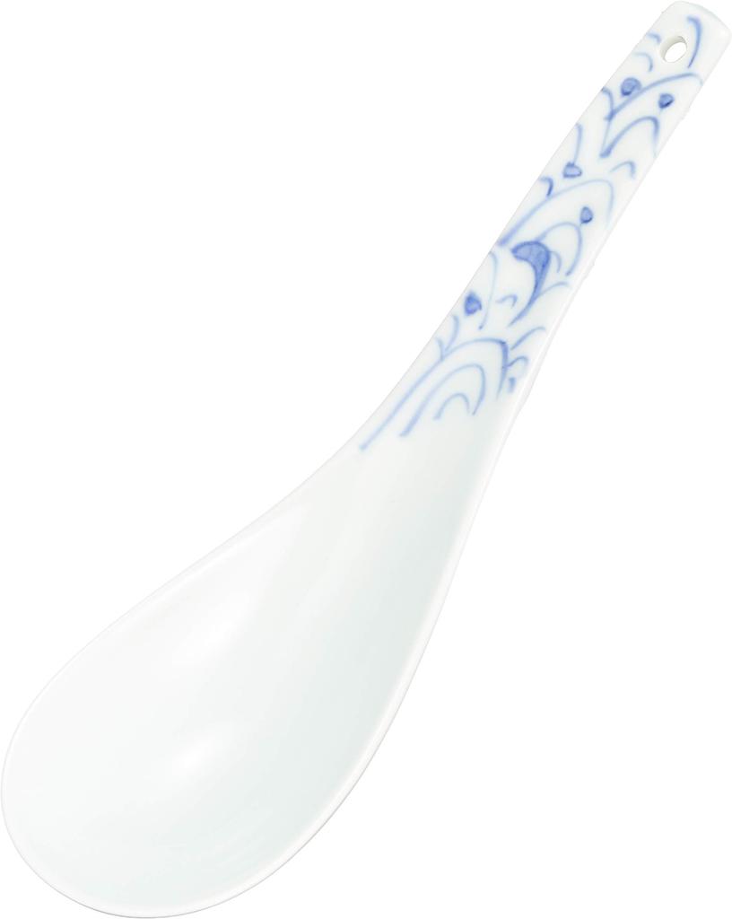 Arita ware Shingama Ultimate for Seigaiha diameter lotus dishwasher made in R2033 "The Spoon" Ramen, pattern, approx. 16cm, spoon, flower, ceramic,
