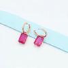 Purple Gold Square Earrings With Redstone Geometric Earrings Rose Gold Plated Sweet Jewelry Women