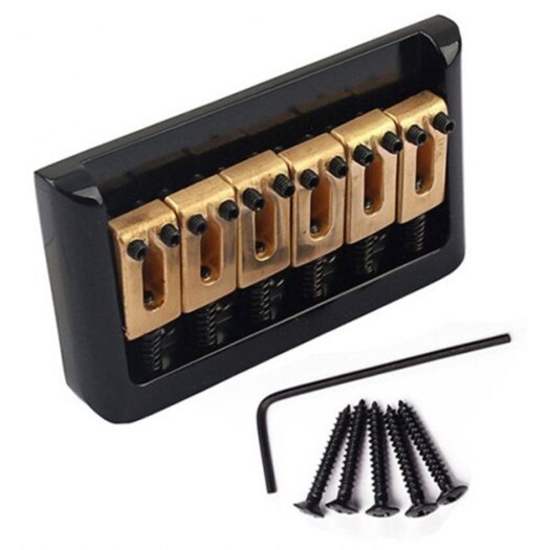 Guitar Parts Brass Saddle 6 String Fixed Hard Tail Hardtail Guitar Bridge Black