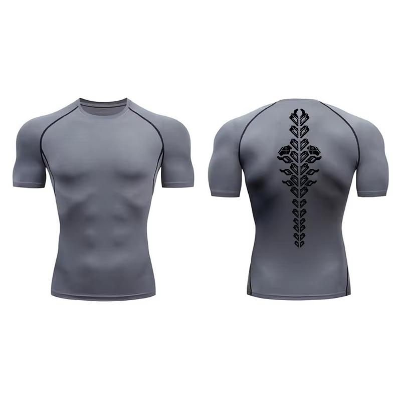 Men's Short-Sleeve Compression Quick-Dry T-Shirts Suitable for Gym Workouts Running Breathable Stretchy Moisture-Wicking Sweatshirt Elastic Top