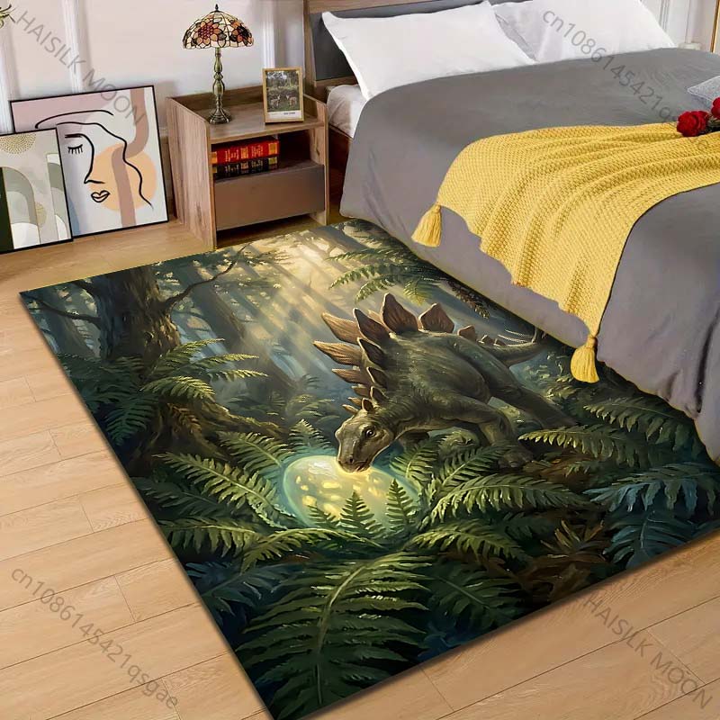 

1PC Dinosaur in forest with glowing egg Print Carpet Rug for Living Room Bedroom Sofa Doormat Home Decor Non-slip Floor Mat 40x60cm