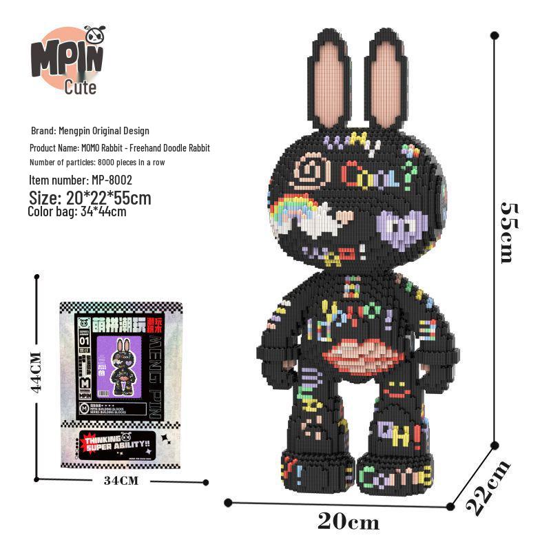 

55 см Граффити Кролик Развивающие Строительные Блоки Игрушка для Мальчиков и Девочек - Подарок на День Рождения и Декор для Гостиной