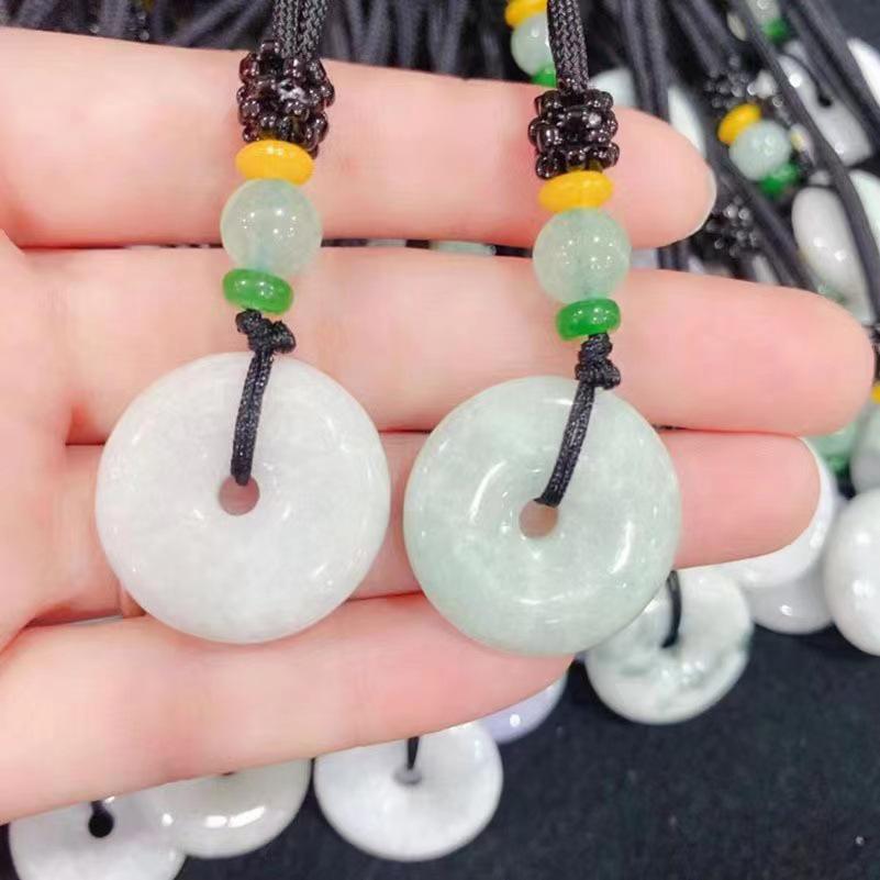 Natural A-Grade Jade Bean Ping'an Necklace with DIY Braided Rope for Men and Women - Ideal for Live Stream Gifts
