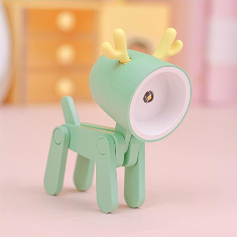 Mini Led Night Light Cartoon Cute Dog Deer Shape Table Lamp Ornaments Desktop Mobile Phone Bracket