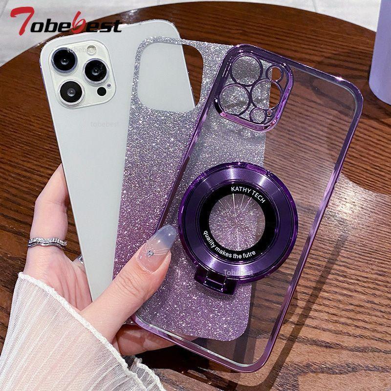 Glitter Plating Case For Xiaomi Redmi 14C Note 14 Pro Plus 4G 5G Fundas For Magnetic Phone Holder Soft Silicone Cover