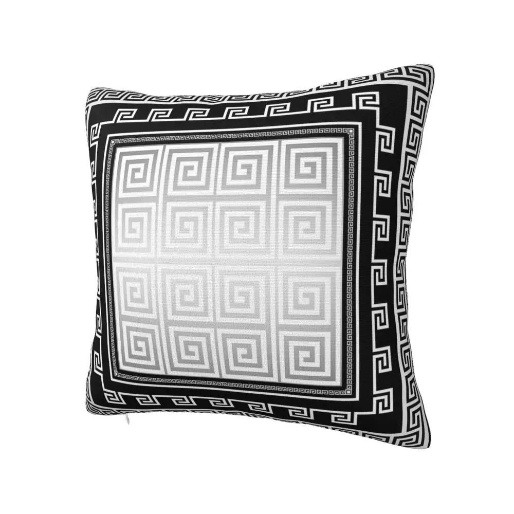 Greek Key White Silver Gray Pillowcase Printing Polyester Cushion Cover Gift Throw Pillow Case Cover Bedroom Zipper