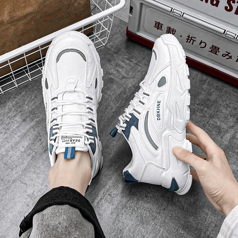 Summer Sports Shoes for Male Students, Casual Trendy Shoes, Trendy and Versatile Dad White Sneakers