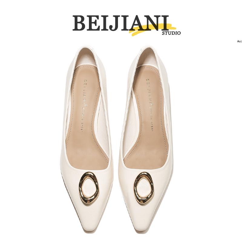 BEIJIANI Runde Schnalle Weiches Leder Blockabsatz Damen High Heels - Mittel Frühling/Herbst